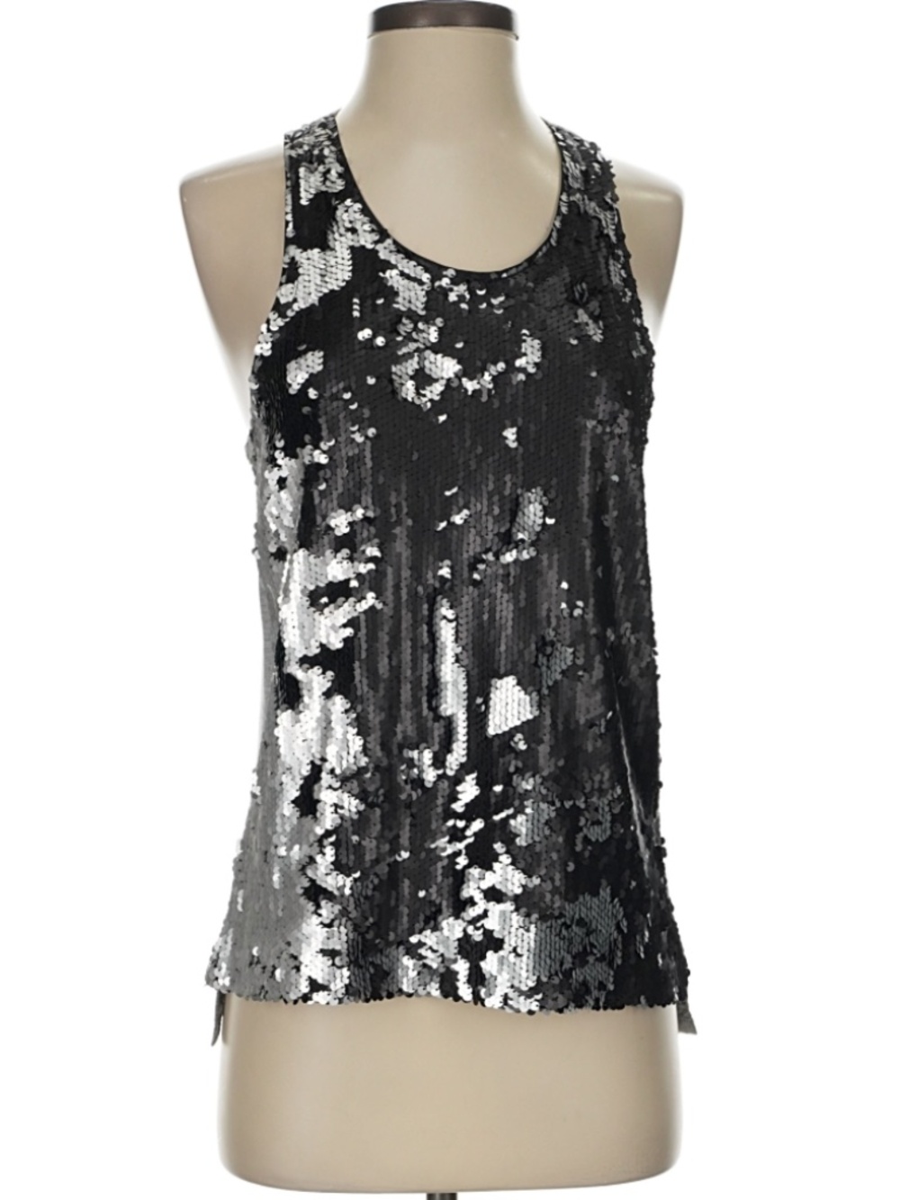Elizabeth and James Marla Sequin Tank Top Gray Black Size M